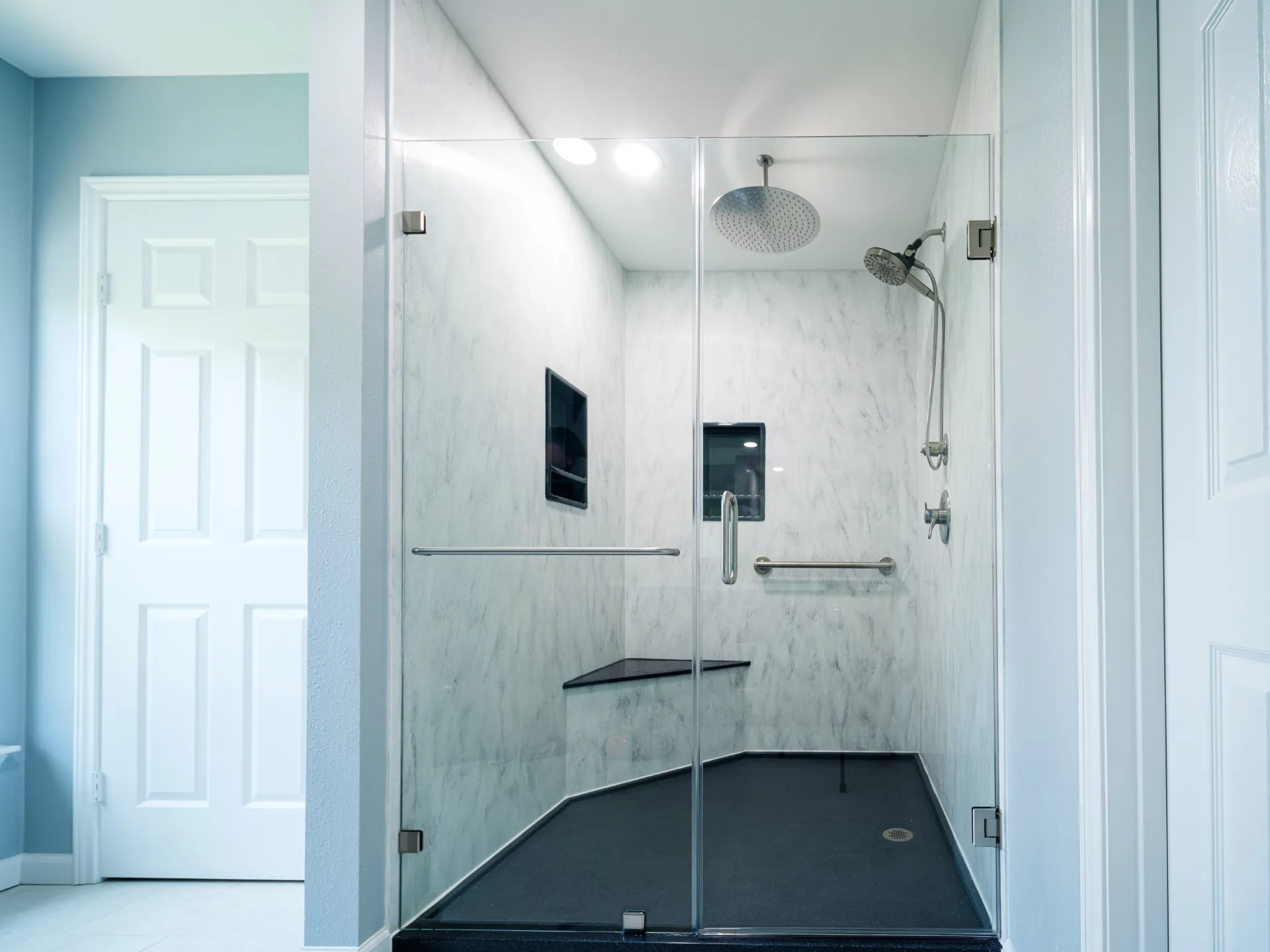 Frameless Marble Wet Room